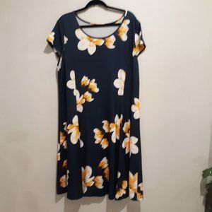 Navy and Yellow Floral Work or Church Dress Size 3X